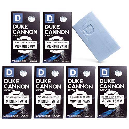Duke Cannon Supply Co. Big Ass Brick of Soap Bar for Men Midnight Swim (Ocean & Green Scent) Multi-Pack - Superior Grade, Extra Large, Masculine Scents, All Skin Types, Paraben-Free, 10 oz (6 Pack)