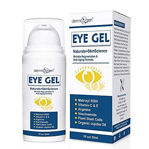 EYE GEL + PLANT STEM CELLS + MATRIXYL 3000 + ARGININE for Under and Around Eyes to Smooth Fine Lines, ELIMINATE Dark Circles, and De-Puff Bags with Peptide Complex.