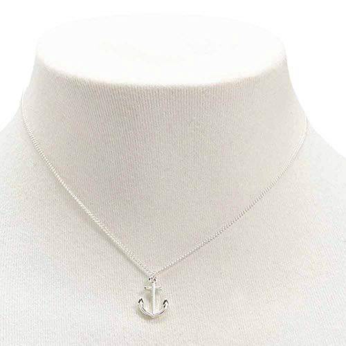 Jovono Anchor Pendant Necklaces Fashion Kelleg Necklace Chain Jewelry for Women and Girls (Silver)