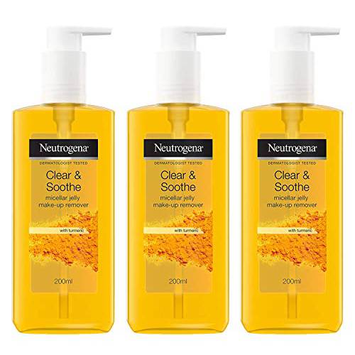 Neutrogena Make-Up Remover with Turmeric, For Clear and Soothe Skin, Made with Micellar Jelly, 6.76 Ounce (Pack of 3)