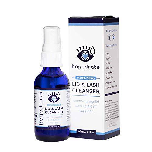 Eye Love Heyedrate Lid and Lash Cleanser - Gentle, Pure Hypochlorous Acid Eyelid Cleansing Spray (2 Ounce Glass Bottle)