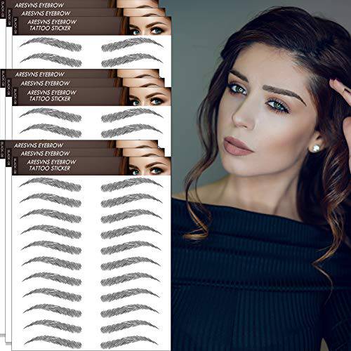 Aresvns Black Eyebrows Tattoo 99 Pairs Newly Improved Hair-like Fake Eyebrows Waterproof and Long-lasting 3-5 days ,4D Realistic Tattoo Eyebrows,Well-made Eyebrow Transfer Sticker Christmas Gift