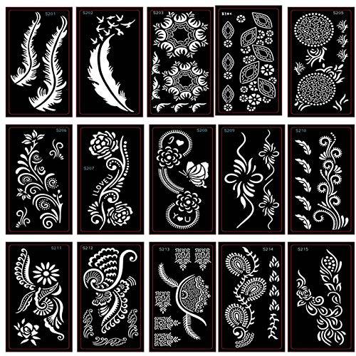 Kotbs 5 Sheets Henna Tattoo Stencil Kit Animals Pattern, 10pcs Large Tiger Dragon Wolf Eagle Scorpion Temporary Glitter Airbrush Tattoo Stencils Tattoo Stickers for Body Arm Leg Paint Body Art