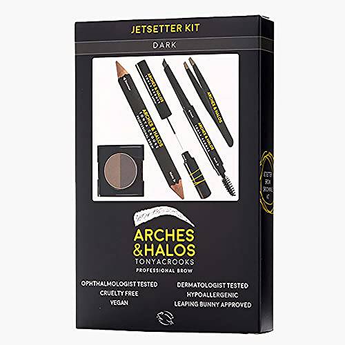 Arches & Halos Jetsetter Kit - Travel Size Kit for Flawless Brow Shaping and Grooming On the Go - Includes Five Essential Eyebrow Care Tools - Professional Grade Formulas and Design - Medium - 1 pc