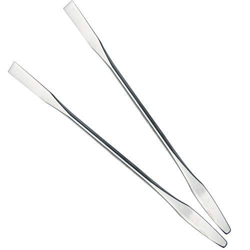 2Pcs Stainless Steel Cosmetic Mixing Makeup Spatula Nail Art Palette Stick Stirring Rod Mixer Artist Tool for Beauty Salon Color Cream Mixing Professional and Personal Use, Silver