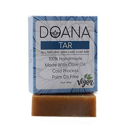 Tar Soap Bar - VEGAN With Olive Oil and Coconut Oil, Palm Oil Free, Antiseptic, It Kills the Microbes, Helps Treats Eczema and Psoriasis, Effective Against Acne, Effective Against Skin Rashes
