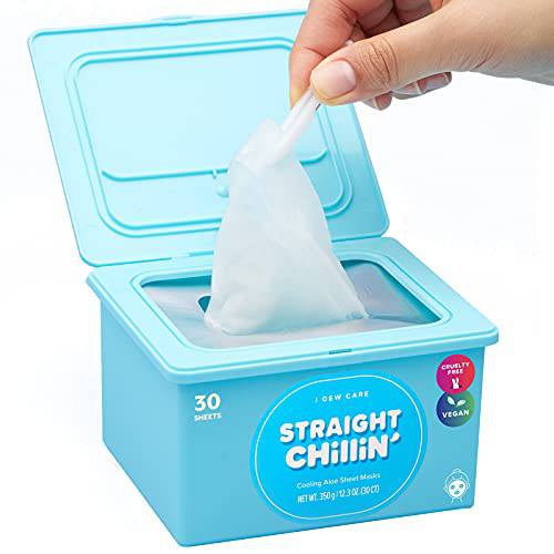 I DEW CARE Straight Chillin’ | Pack of 30 Cooling Aloe Sheet Masks | Self Care Gift Collection | Korean Skin Care | Facial Treatment, Vegan, Cruelty-Free, Paraben-Free