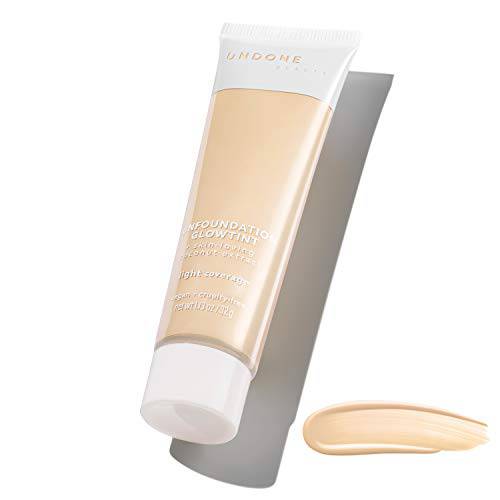 Undone Beauty Unfoundation Light Coverage Glow Tint Foundation with Coconut for Natural, Dewy Deep Neutral Glow - Enhances Face Shape, Cheeks, & Jawline - Cream Light