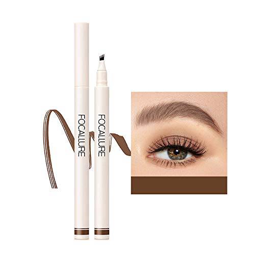 FOCALLURE 2Pcs Liquid Eyebrow Pen, Long-Lasting Waterproof Eyebrow Pencil with Micro-Fork Tip Applicators, Durable Smudge-Proof Eyebrow Pen, Microblading Eyebrow Precision Pen, Stays On All Day, Soft Brown