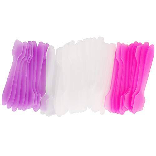 GreatforU 50pcs Cosmetic Spatula for Face Cream Stick Plastic Frosted Tip Spoon Disposable Makeup Tool for Easy Mixing, Sampling, Waxing DIY Beauty Tools, 3.2’’ x 0.6’’, Clear, Pink, Purple
