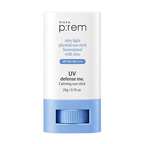 [make p:rem] UV defense me. Calming sun stick SPF 50 | non-nano zinc oxide physical sunscreen for face | UVA/UVB protection | No oxybenzone & octinoxate | 20g, 0.70 fl.oz. | MAKEP:REM makeprem