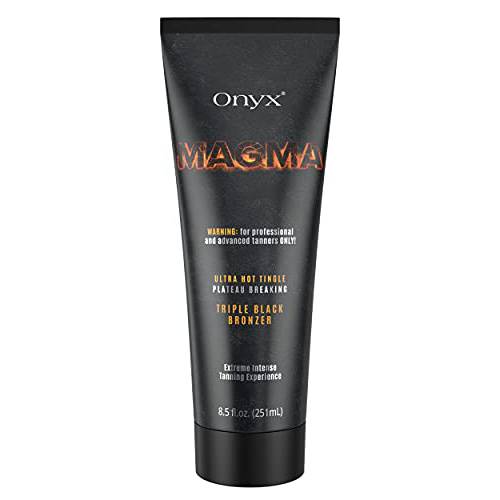 Onyx Magma Tingle Tanning Bed Lotion for Advanced Tanners - Triple Dark Tanning Lotion for Insanely Black Tan Results - Thermal Active Formula - Anti-Cellulite Oil for Skin Firming & Cocoa Butter for Smooth Effect