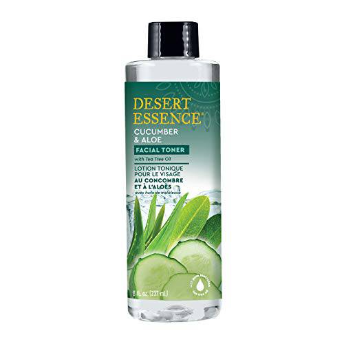 Desert Essence Facial Toner - Cucumber & Aloe w/Tea Tree Oil - Control Oil & Tighten Pores - 8 Fl Oz