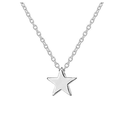 Yheakne Boho Star Necklace Choker Thick Silver Star Pendant Necklace Dainty Choker Necklace for Women and Girls (Silver)