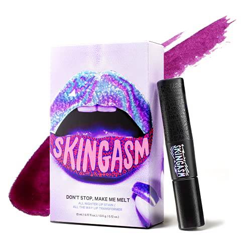 SKINGASM All Nighter Lip Stain & Lip Transformer- A Cruelty-Free Dual-Sided Matte Lipstick and Lip Gloss - Long Lasting Lipstick & Prismatic Shine - Kiss-Proof Color (Bite Me (Berry))