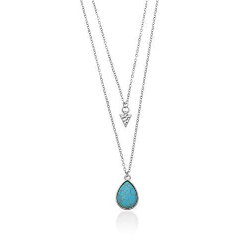 Mosako Boho Layered Necklaces Turquoise Pendant Necklaces Chain Silver Necklace Short Triangle Fashion Delicate Dainty Charm Necklaces Jewelry for Women and Girls
