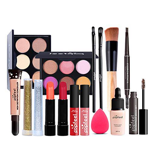 All-In-One Makeup Kit, 16 Pcs Complete Makeup Gift Set Full Kit Combination with Eyeshadow Blush Lipstick Concealer etc, Essential Starter Bundle for Women, Pro Multi-purpose Beauty Cosmetic Set1