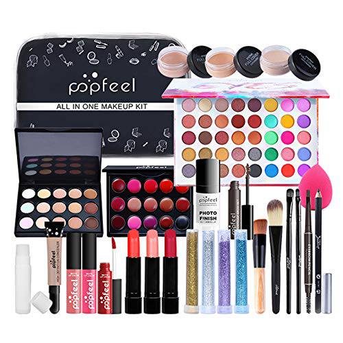 RoseFlower 30Pcs Makeup Cosmetic All-in-One Holiday Set Full Multi-purpose Beauty Kit with Gift Bag - Highly Pigmented Makeup Palette Lip Face Eyebrow Eye Make Up Brush for Essential Starter 3
