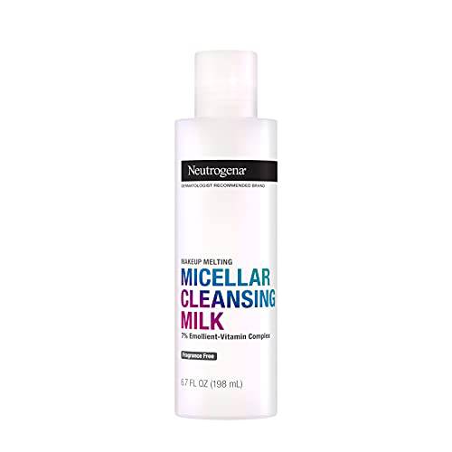Neutrogena Makeup Melting Nourishing Micellar Milk with 7% Emollient-Vitamin Complex, Soothing Fragrance-Free Eye, Lip & Face Makeup Remover for Sensitive & Dry Skin, Oil-Free, 6.7 fl. oz