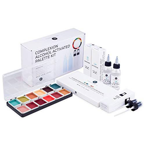 Narrative Cosmetics Complexion Alcohol-Activated Palette, Activator, and Remover Kit, Professional SFX Makeup Set
