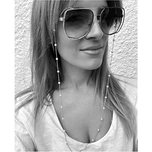 Sither Pearl Sunglasses Chian Reading Glasses Chain Strap Necklace for Women