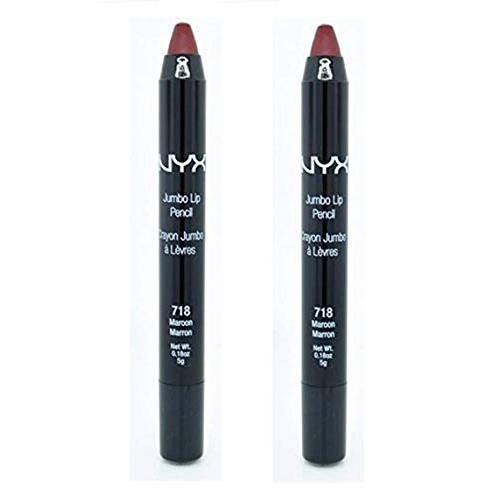Pack of 2 NYX Jumbo Lip Pencil, 718 Maroon, JLP718