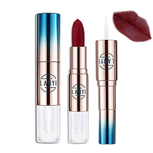 Gireatick Dual Ended Long Lasting Matte Lipstick With Clear Lip Top Coat, Velvety Red Lipsticks Waterproof Long Lipstick, Clear Lipstick Sealer to Keep your Lips Glowing, Moisturized and Shiny like Glass
