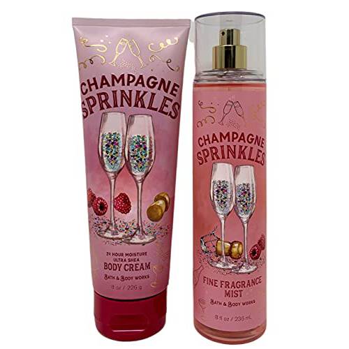 Bath & Body Works - CHAMPAGNE SPRINKLES - Duo Gift Set - Body Cream and Fine Fragrance Mist - Full Size
