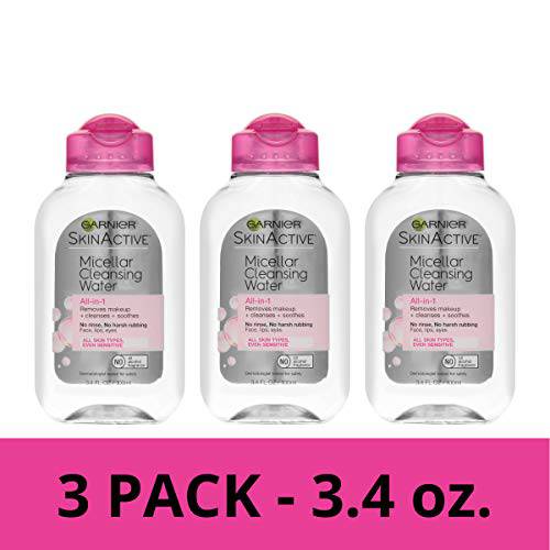 Garnier SkinActive Micellar Cleansing Water, For All Skin Types, 3.4 fl oz., 3 Count
