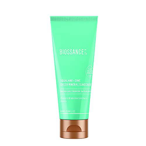 Biossance Squalane + Zinc Sheer Mineral Sunscreen. Broad-Spectrum SPF 30 PA+++ Zinc Oxide Sunscreen to Protect and Hydrate Sensitive Skin. Lightweight, Non-Greasy and Reef-Safe. Jumbo (3.38 ounces)