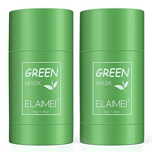 sefudun 2 Pack Green Tea Mask,Green Tea Purifying Clay Mask,Face Moisturizes,Oil Control,Deep Pore Cleansing,Blackhead Remover for All Skin Types Men Women Green Tea Solid Mask (Green)