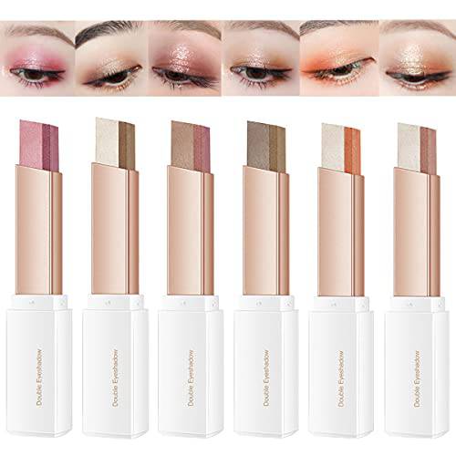 BliBling 12 Colors Glitter Eyeshadow Stick,Double Colors Shimmer Eye Shadow Stick Gradient Eye Makeup
