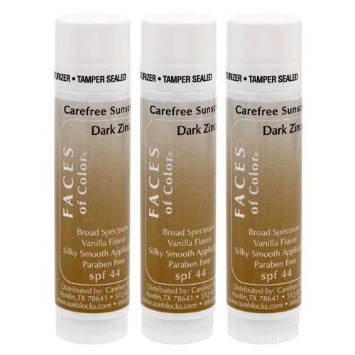Faces of Color Carefree Invisible Lip Sunscreen, Clear Application for all Skin Tones, SPF 44, 3 Pack