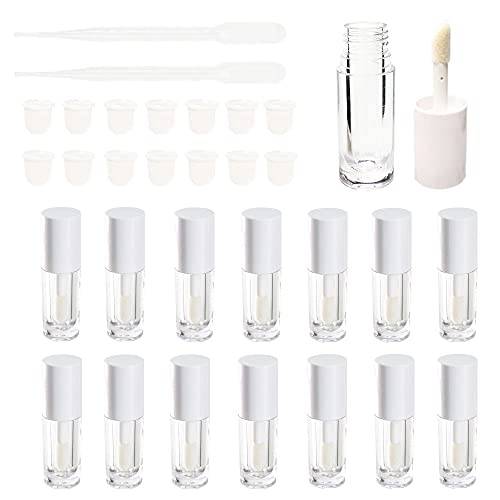COSIDEA 14pcs Empty 6ml big brush lip gloss tubes for DIY lip gloss,White lipgloss containers