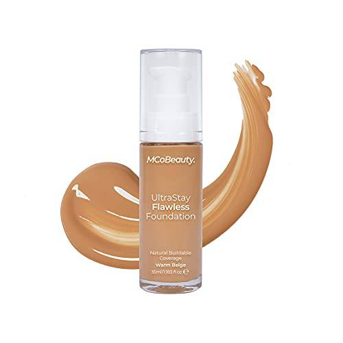 MCoBeauty Ultrastay Flawless Foundation - Corrects Skin Tone And Blurs Imperfections - Lightweight, Buildable Coverage - Hydrates And Nourishes - Luminous Complexion - Liquid - Warm Beige - 1 Oz