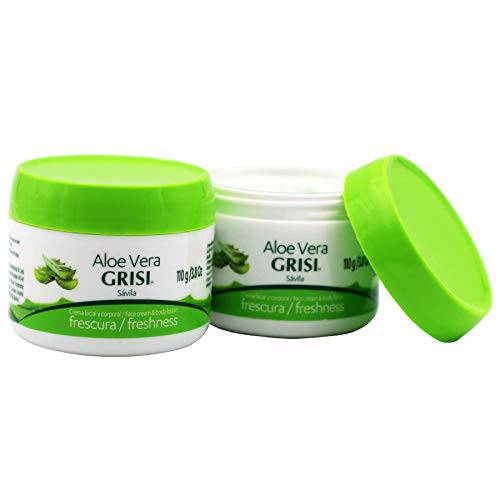 Grisi Aloe Vera Face Cream, Moisturizer, for all Skin Types, Body lotion and Face Cream to Soothe and Regenerate your Skin Ideal after Tanning and Hair Removal, Skincare, 2-Pack of 3.8 Oz each, 2 Jars