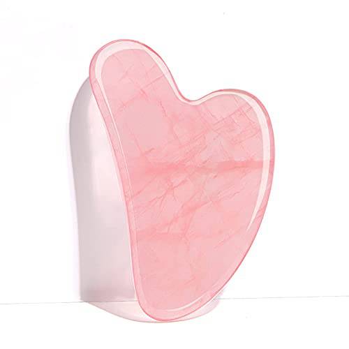 Ecoswer Gua Sha Facial Tool,Guasha Tool for Face,Facial and Body Massager,Natural Stones Rose Quartz,Scraping and SPA Acupuncture Therapy to Lift,Decrease Puffiness and Tighten.(Pink)