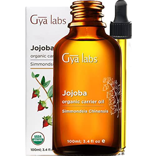 Gya Labs USDA Organic Jojoba Oil for Skin - 100% Vegan & Pure Jojoba Oil Organic Cold Pressed Unrefined - Jojoba Oil for Hair Growth, Ear Stretch, Nails, Makeup Remover & Facial Moisturizer 3.4 fl oz
