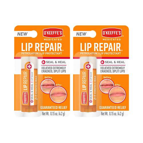 O’Keeffe’s Medicated Lip Repair Seal & Heal Lip Protectant, Stick, (Pack of 2)