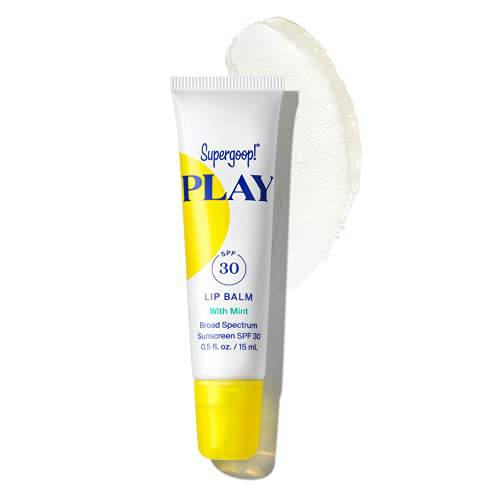 Supergoop PLAY Lip Balm SPF 30 with Mint, 0.5 fl oz - Reef-Friendly, Broad Spectrum SPF Lip Balm with Hydrating Honey, Shea Butter & Sunflower Seed Oil - Clean Ingredients - Great for Active Days