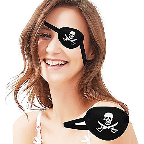 Black Single Eye Mask, Pirate Skull Crossbone Eye Patch，Adjustable 3D Eye Patch for Adult and Kid (Pirates Design)