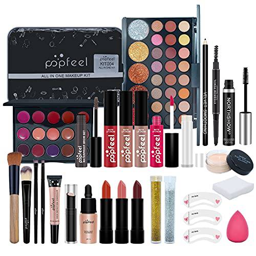 Makeup Kit for Women Full Kit, All-in-one Makeup Gift Set, Include Makeup Brush Set, Eyeshadow Palette, Lip Gloss Set, Lipstick, Foundation, Concealer, Mascara, Eyebrow Pencil