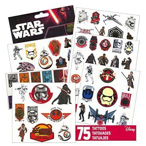 Star Wars Tattoos - 75 Assorted Temporary Tattoos ~ Kylo Ren, Rey, Captain Phasma, Stormtroopers, BB-8, and More by Disney Studios