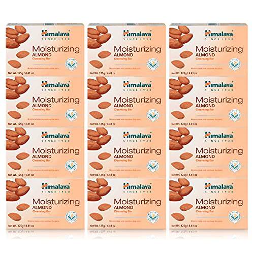 Himalaya Moisturizing Almond Cleansing Bar, Face and Body Soap for Soft Skin, 4.41 oz, 12 Pack