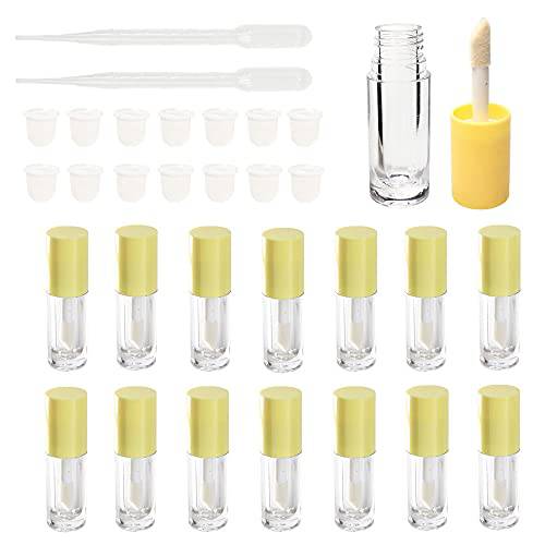 COSIDEA 14pcs Empty 6ml big brush lip gloss tubes for DIY lip gloss,yellow lipgloss containers
