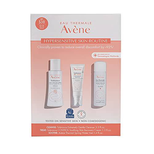 Eau Thermale Avene Hypersensitive Skin Starter Kit, Complete Hypersensitive Skin Care Routine, Cream, Cleanser, and Spray