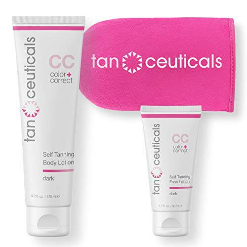 Tanceuticals Body + Face Self Tanning Kit Bundle, Dark Shade