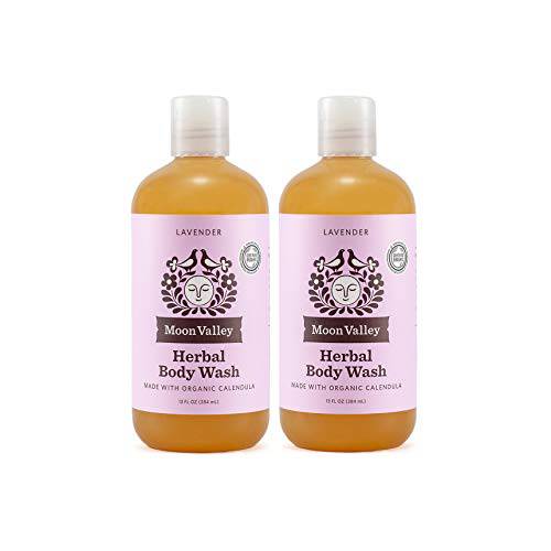 Herbal Body Wash, Lavender by Moon Valley, All Natural Ingredients, No Parabens, Vegan, Moisturizing Essential Oils, Two Pack