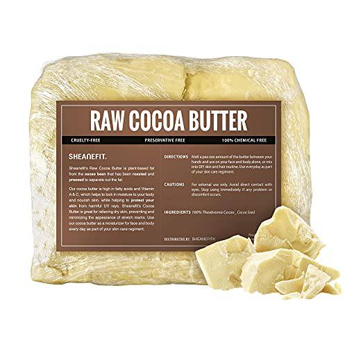 Sheanefit Raw Cocoa Butter Bulk Bar - Moisturizing Body Butter, Great for DIY Body Cream, Soaps, Lip Balms, 5 LB (5 LB)