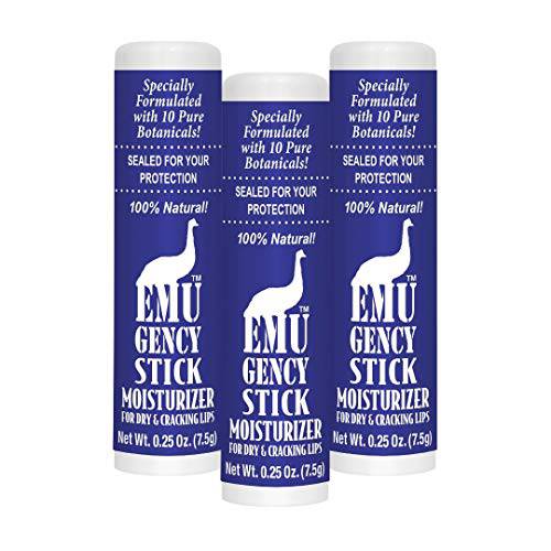 Montana Emu Ranch - EMUgency All Purpose Moisturizing Pocket Stick - 0.25 Ounce - 3 Pack - Helps Relieve Chapped, Cracked, and Split Lips and Skin